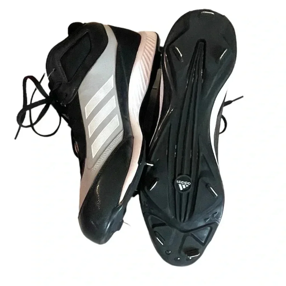 Adidas Xtra Bases 2 Metal Baseball Cleats Mens Size 13 Black Gray NWT Mid Top